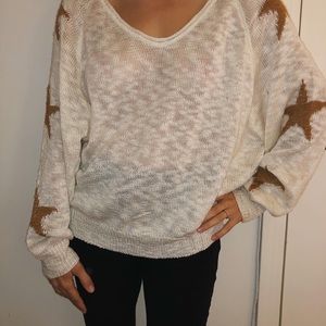 Blank Paige ivory sweater with gold stars